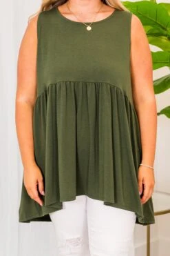 Summer Soiree Tank, Army Green -Chic Soul Store SummerSoireeTank ArmyGreen 2