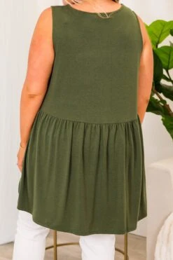 Summer Soiree Tank, Army Green -Chic Soul Store SummerSoireeTank ArmyGreen 3