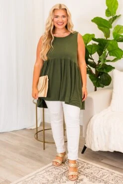 Summer Soiree Tank, Army Green -Chic Soul Store SummerSoireeTank ArmyGreen 5