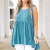 Summer Soiree Tank, Dusty Teal -Chic Soul Store SummerSoireeTank DustyTeal 6958
