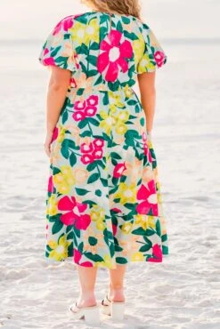 Summer Sunrise Dress, Mint Mix -Chic Soul Store SummerSunriseDress MintMix