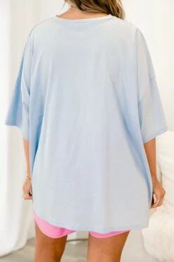 Summer Of Stripes Boyfriend Tee, Ash Blue -Chic Soul Store SummerofStripesBoyfriendTee AshBlue 2