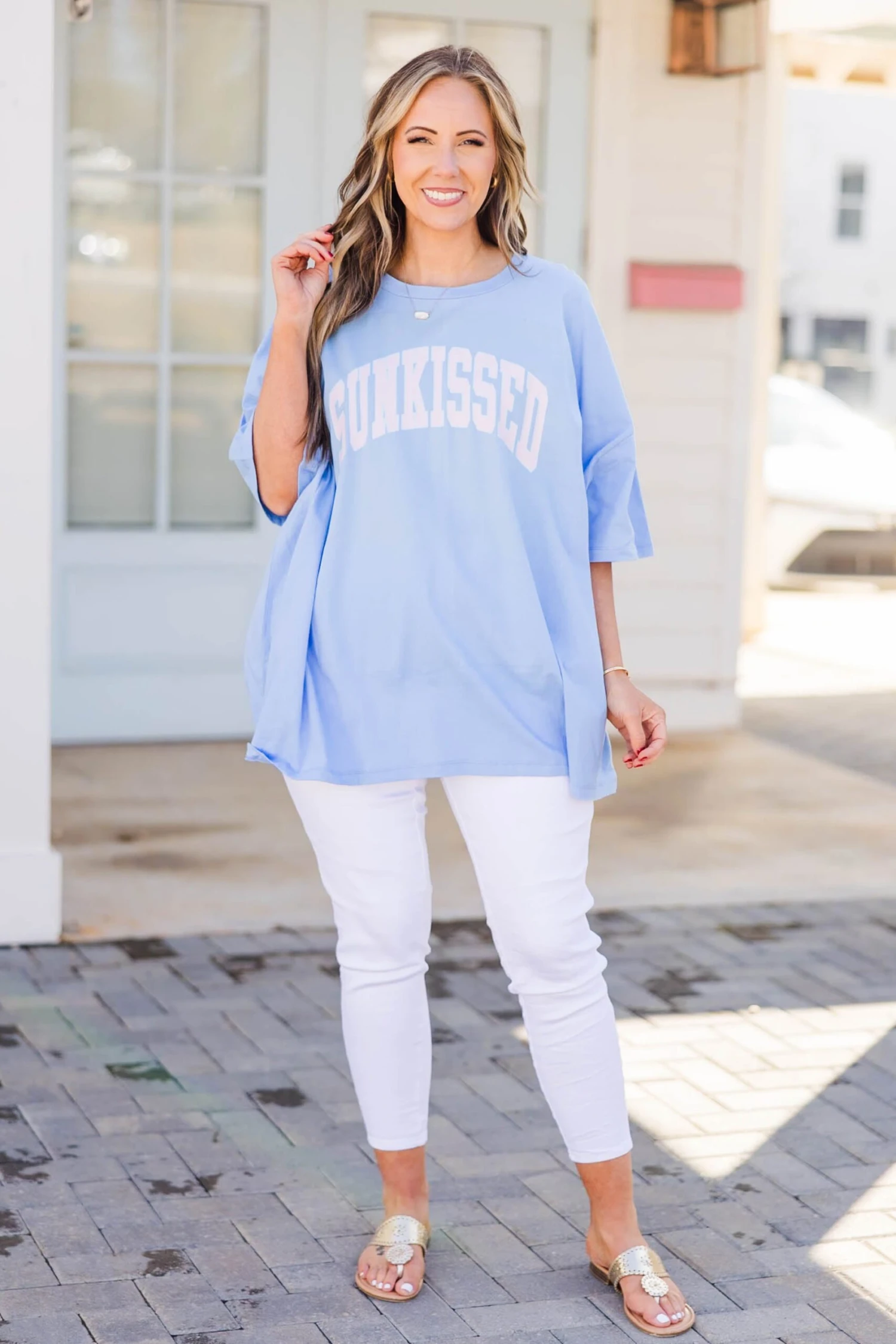 Sunkissed Days Boyfriend Tee, Spring Blue 4 Sunkissed Days Boyfriend Tee, Spring Blue - Image 2
