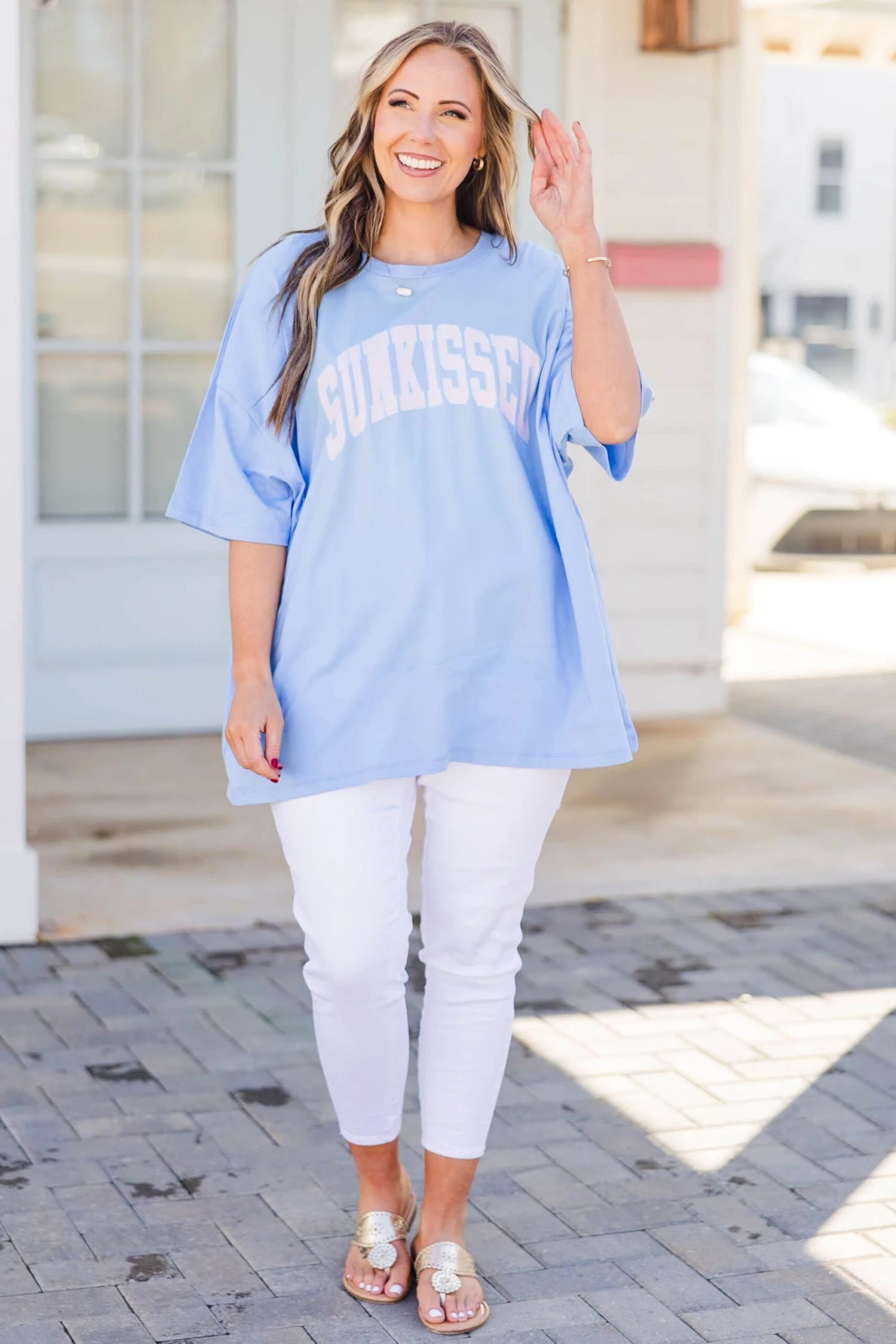 Sunkissed Days Boyfriend Tee, Spring Blue 5 Sunkissed Days Boyfriend Tee, Spring Blue - Image 3