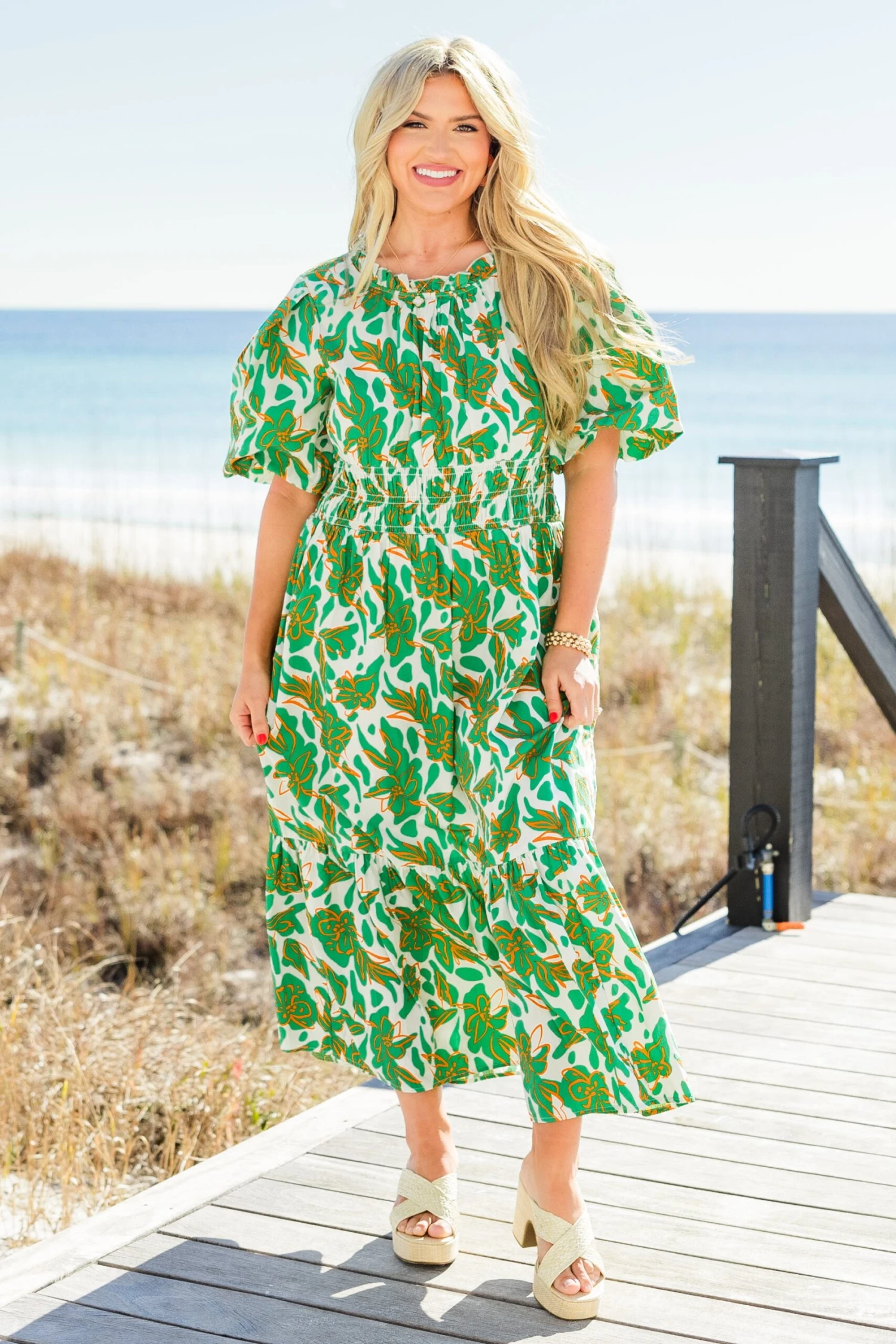 Sunlit Stroll Maxi Dress, Green 5 Sunlit Stroll Maxi Dress, Green - Image 3