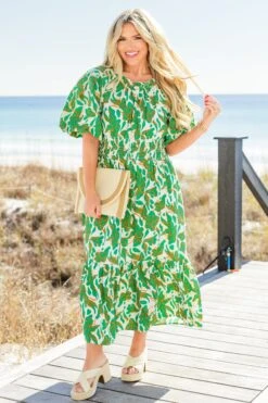 Sunlit Stroll Maxi Dress, Green