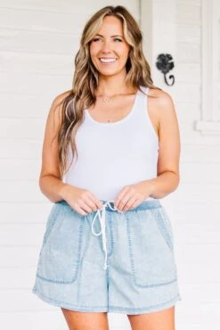 Sunny Belle Shorts, Light Indigo -Chic Soul Store SunnyBelleShorts LightIndigo 4
