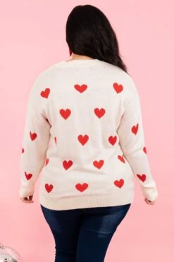 Surrounded By Hearts Sweater, White Red -Chic Soul Store SurroundedByHeartsSweater WhiteRed WhitePink 0017