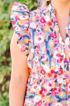 Sweet Nature Dress, Pink Multi -Chic Soul Store SweetNatureDress PinkMulti 4