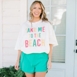 Sporty Chic Short, Turquoise 15 Sporty Chic Short, Turquoise -Chic Soul Store TakeMeToTheBeachBoyfriendTee Ivory 5