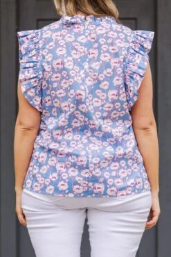 Tall Poppies Top, Blue -Chic Soul Store TallPoppiesTop Blue 2