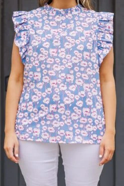 Tall Poppies Top, Blue -Chic Soul Store TallPoppiesTop Blue 3