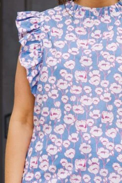 Tall Poppies Top, Blue -Chic Soul Store TallPoppiesTop Blue 4