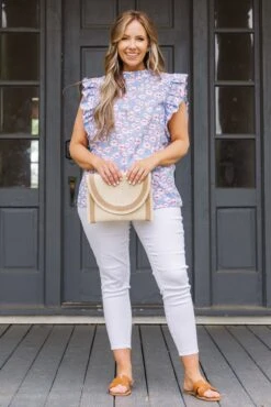 Tall Poppies Top, Blue -Chic Soul Store TallPoppiesTop Blue 7