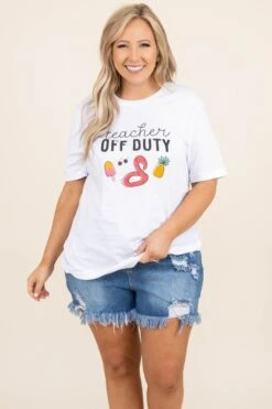 Teacher Off Duty Tee, White