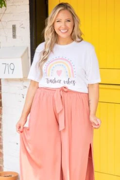 Teacher Vibes Tee, Solid White Triblend