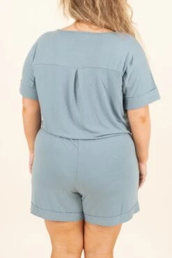 The Best Attitude Romper, Blue Grey -Chic Soul Store TheBestAttitudeRomper BlueGrey 1