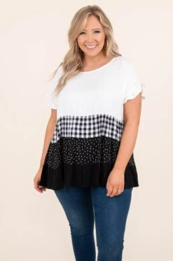 The Glazing Night Top, Ivory-Black