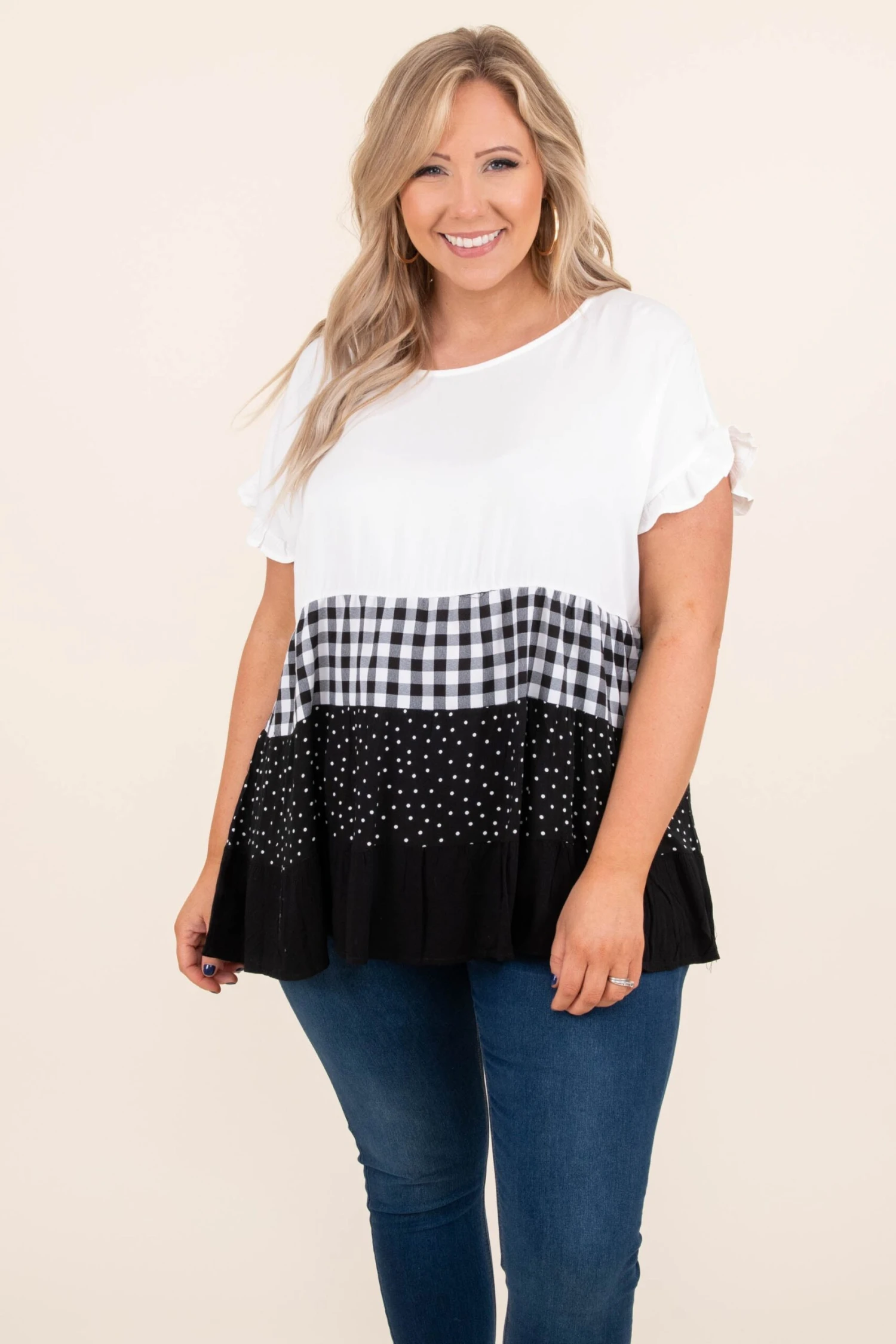 The Glazing Night Top, Ivory-Black 3 The Glazing Night Top, Ivory-Black