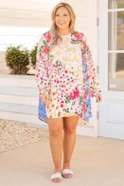 The Identical Dress, Cream-Blue 10 The Identical Dress, Cream-Blue -Chic Soul Store TheIdenticalDress Cream Blue 0893