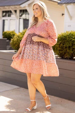 The Love For You Dress, Salmon Mix -Chic Soul Store TheLoveForYouDress Salmon 8899