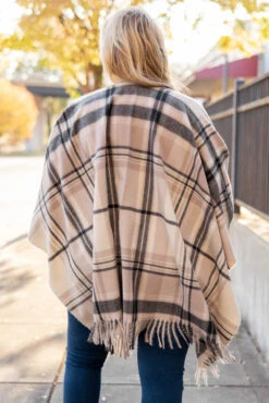 The Overlook Poncho, Taupe -Chic Soul Store TheOverlookPoncho Taupe 0888
