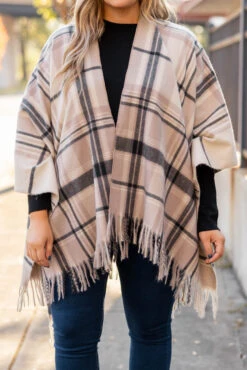 The Overlook Poncho, Taupe -Chic Soul Store TheOverlookPoncho Taupe 0889