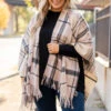The Overlook Poncho, Taupe -Chic Soul Store TheOverlookPoncho Taupe