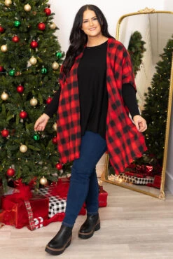 The Strength I Can Give Poncho, Red -Chic Soul Store TheStrengthICanGivePoncho Red 7188