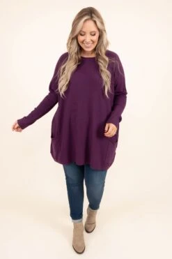 The Thrill Of The Day Sweater, Plum -Chic Soul Store TheThrillOfTheDaySweater Plum 0104
