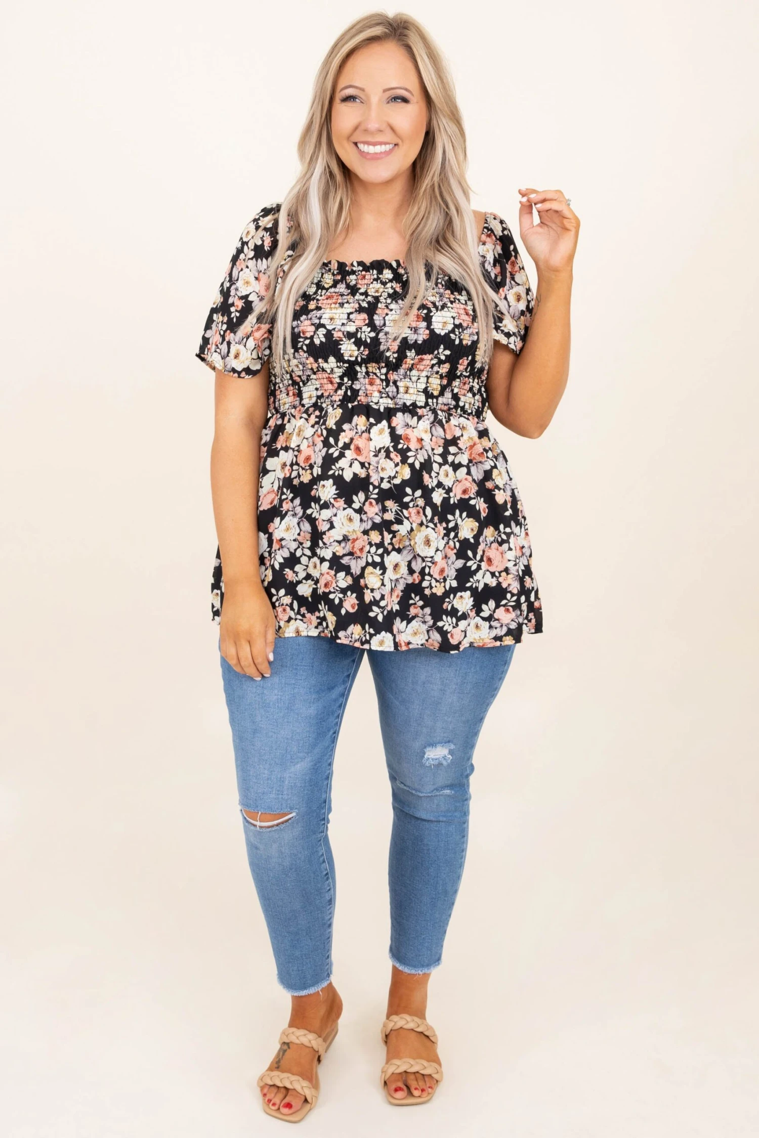 Think Positive Top, Black/Taupe 5 Think Positive Top, Black/Taupe - Image 3