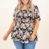 Think Positive Top, Black/Taupe -Chic Soul Store ThinkPositiveTop Black Taupe 9979