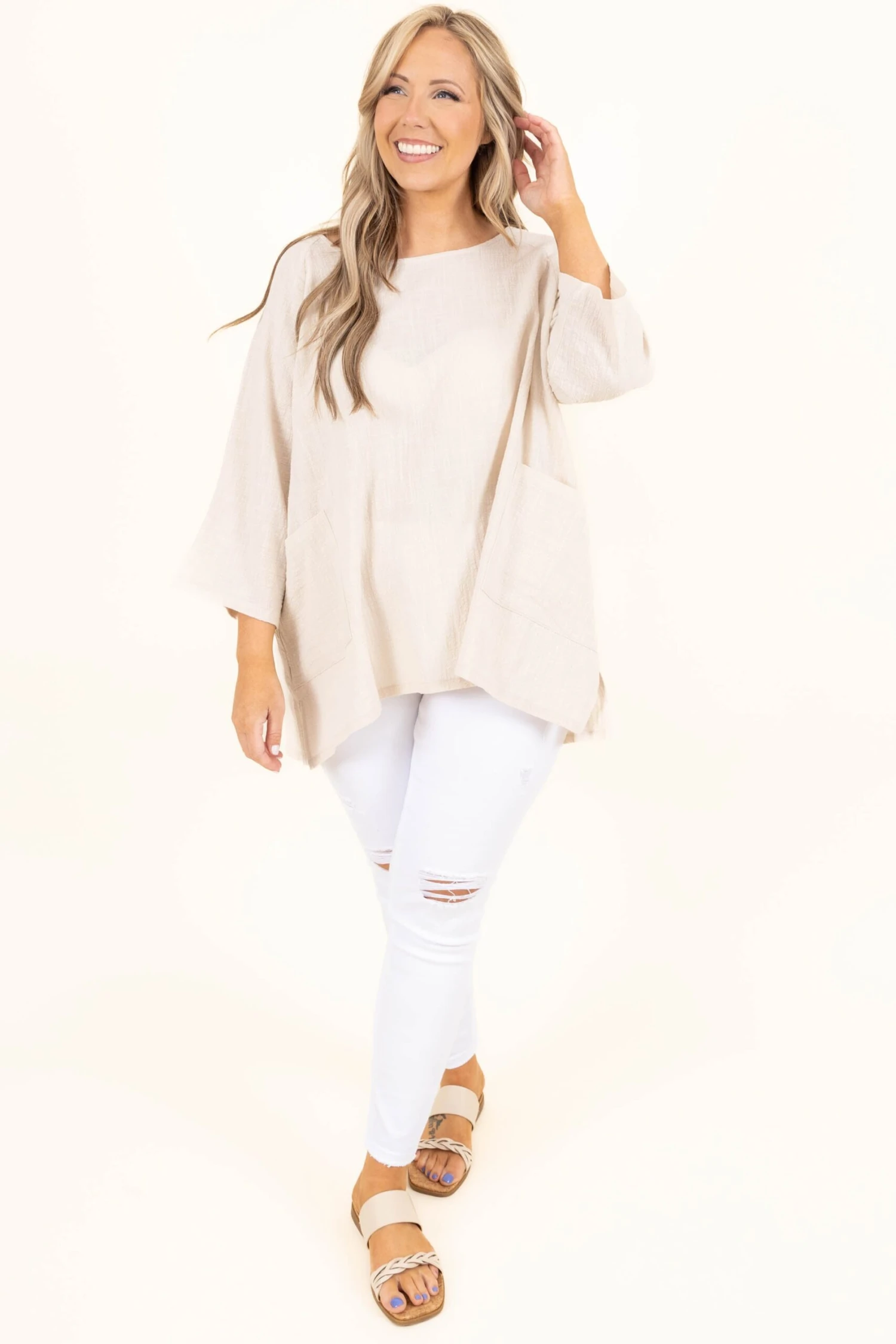 Thinking It Through Tunic, Sand Beige 6 Thinking It Through Tunic, Sand Beige - Image 4