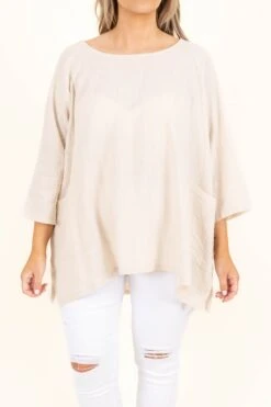 Thinking It Through Tunic, Sand Beige 13 Thinking It Through Tunic, Sand Beige -Chic Soul Store ThinkingItThroughTunic SandBeige 3