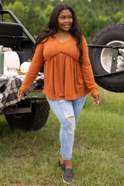 Thinking Of Our Place Top, Rust -Chic Soul Store ThinkingOfOurPlaceTop Rust 3654