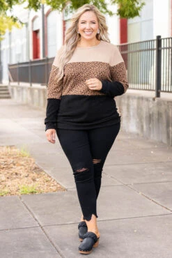 Three's Company Sweater, Taupe -Chic Soul Store Three sCompanySweater Taupe 1310