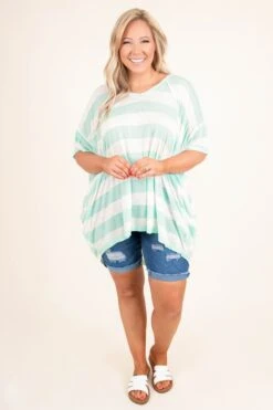 Feeling Sweeter Shorts, Dark Blue -Chic Soul Store ThrillOfTheStripeTop Mint 9302