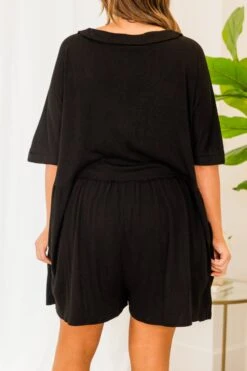 Throw On And Go Romper, Black 15 Throw On And Go Romper, Black -Chic Soul Store ThrowOnAndGoRomper Black 1