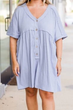 Throw On And Go Romper, Dusty Blue 13 Throw On And Go Romper, Dusty Blue -Chic Soul Store ThrowOnAndGoRomper DustyBlue1