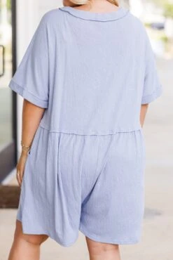 Throw On And Go Romper, Dusty Blue 14 Throw On And Go Romper, Dusty Blue -Chic Soul Store ThrowOnAndGoRomper DustyBlue3