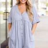 Throw On And Go Romper, Dusty Blue 2 Throw On And Go Romper, Dusty Blue -Chic Soul Store ThrowOnAndGoRomper DustyBlue4