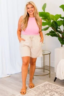 Tied To You Shorts, Sand Beige -Chic Soul Store TiedToYouShorts SanBeige 8