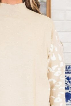 Time To Walk Away Sweater Tunic, Taupe-White 12 Time To Walk Away Sweater Tunic, Taupe-White -Chic Soul Store TimeToWalkAwaySweaterTunic Taupe White 3