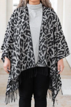 Took Me By Surprise Poncho, Gray -Chic Soul Store TookMeBySurprisePoncho Gray 9539