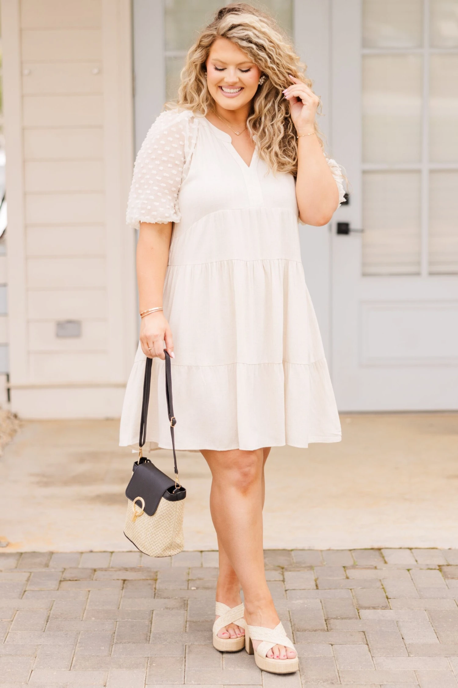 Totally Darling Dress, Oatmeal 5 Totally Darling Dress, Oatmeal - Image 3