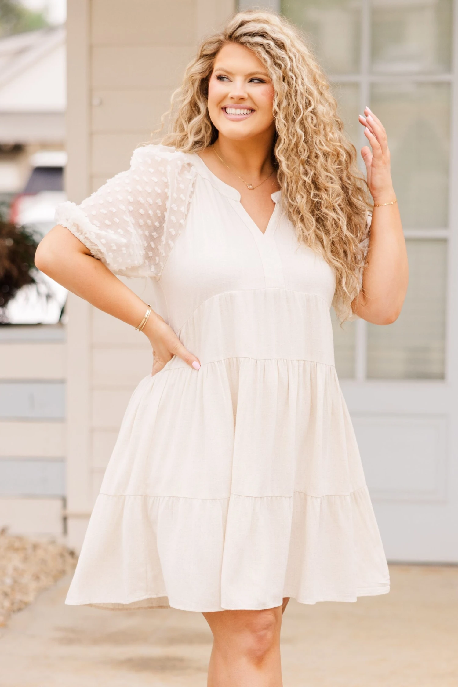 Totally Darling Dress, Oatmeal 3 Totally Darling Dress, Oatmeal