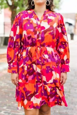 Touch Of Autumn Dress, Pink 14 Touch Of Autumn Dress, Pink -Chic Soul Store TouchOfAutumnDress Pink 1