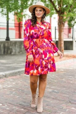 Touch Of Autumn Dress, Pink 11 Touch Of Autumn Dress, Pink -Chic Soul Store TouchOfAutumnDress Pink 8