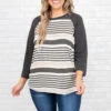 Travel Back In Time Top, Charcoal-Oatmeal 2 Travel Back In Time Top, Charcoal-Oatmeal -Chic Soul Store TravelBackInTimeTop Charcoal Oatmeal 8985