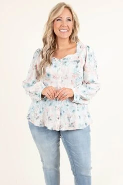 Triple Love Top, Taupe-Teal